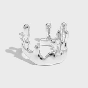 Irregular New Candle Crown Solid 925 Sterling Silver Adjustable Ring - Image 1