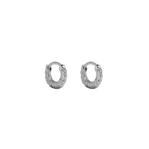 Simple Mini Irregular Circle Geometry 925 Sterling Silver Huggie Hoop Earrings - Image 1