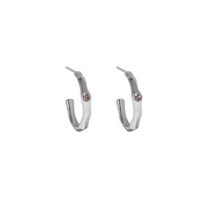 Geometry Irregular CZ Circle Simple 925 Sterling Silver Hoop Earrings - Image 4