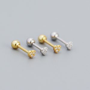 Casual CZ Mini Heart Ball 925 Sterling Silver Stud Earrings - Image 2