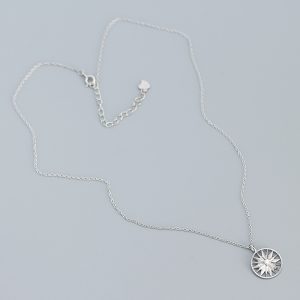 Holiday CZ Sunshine Awn Star 925 Sterling Silver Necklace - Image 3