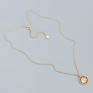 Holiday CZ Sunshine Awn Star 925 Sterling Silver Necklace - Image 4